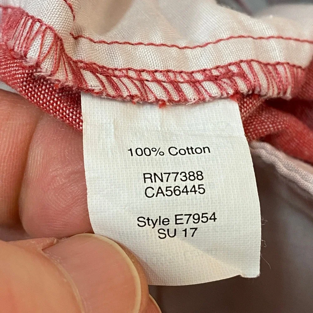 J. Crew Gramercy Shorts Mens 33 Red Cotton Chambray Chino